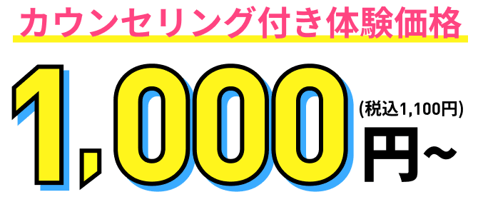 カウンセリング付き体験価格1,100円(税込)〜